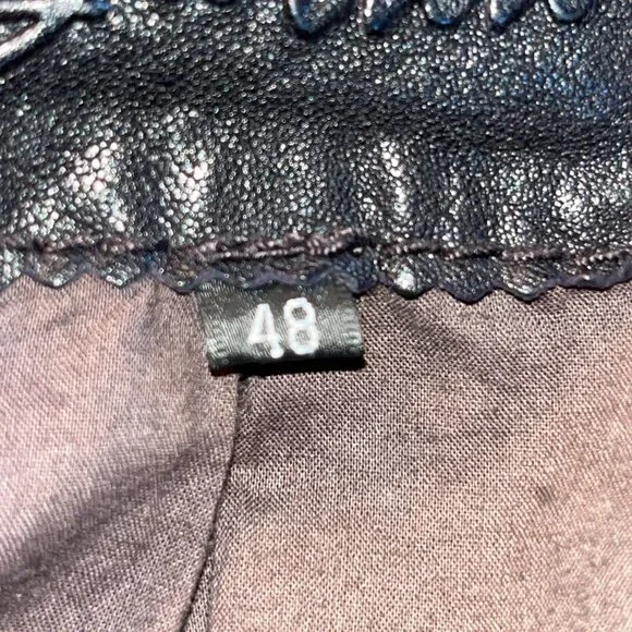 Y - INN GENUINE LEATHER CHOCOLATE BROWN LEATHER MOTO JACKET - STUDDED - EU 48 - Picture 13 of 14